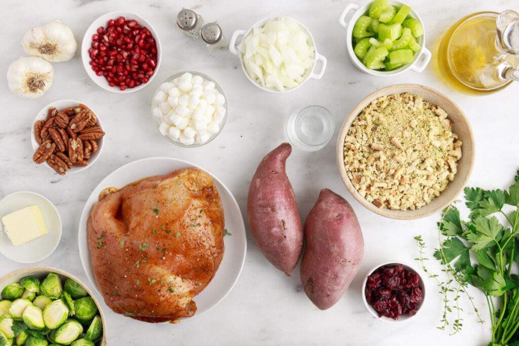 ingredients for Thanksgiving Sheet Pan Dinner for Two