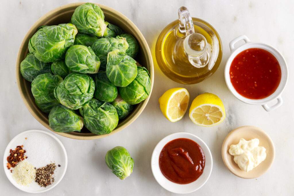 ingredients for Air Fryer Bang Bang Brussels Sprouts