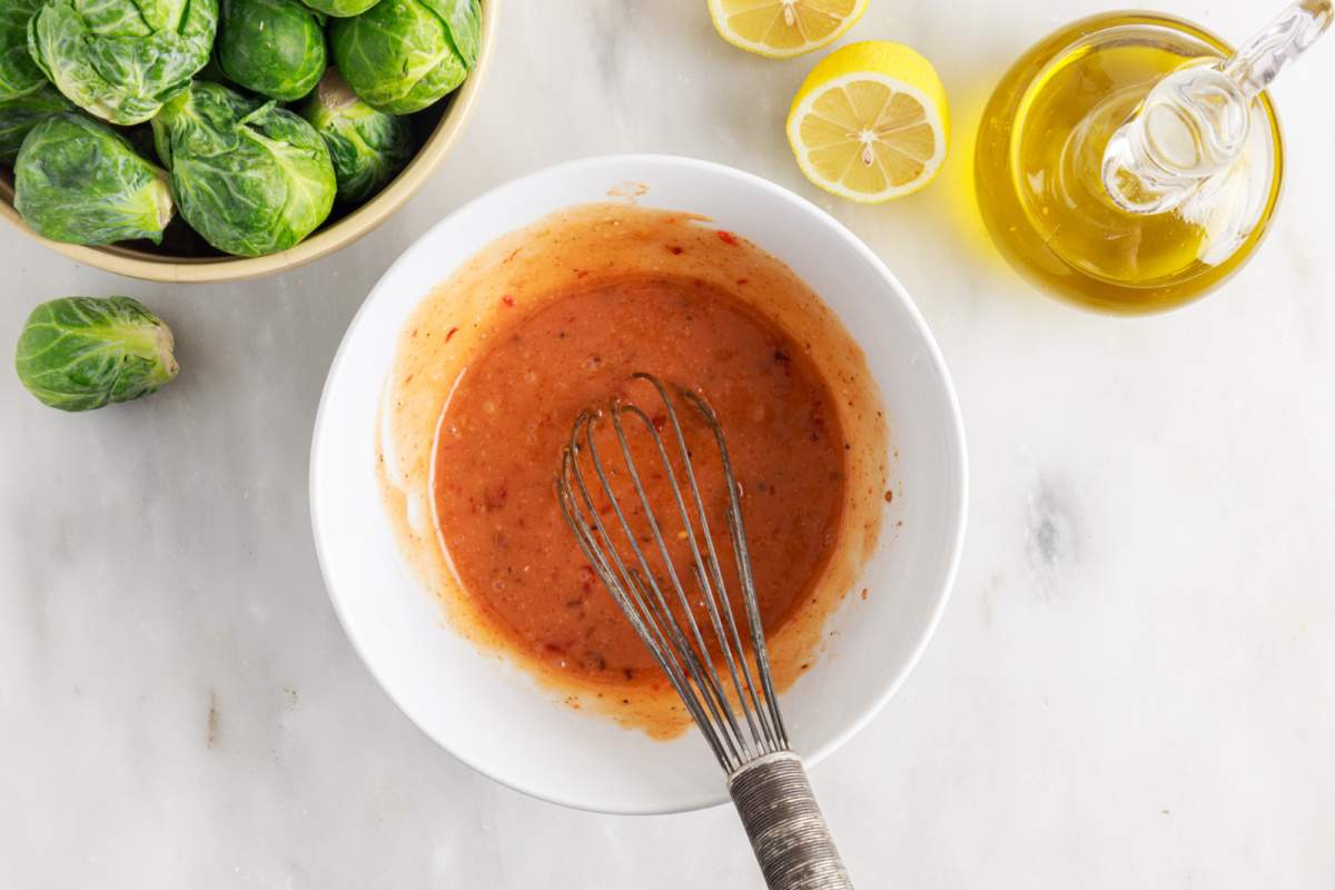 making sauce in small bowl