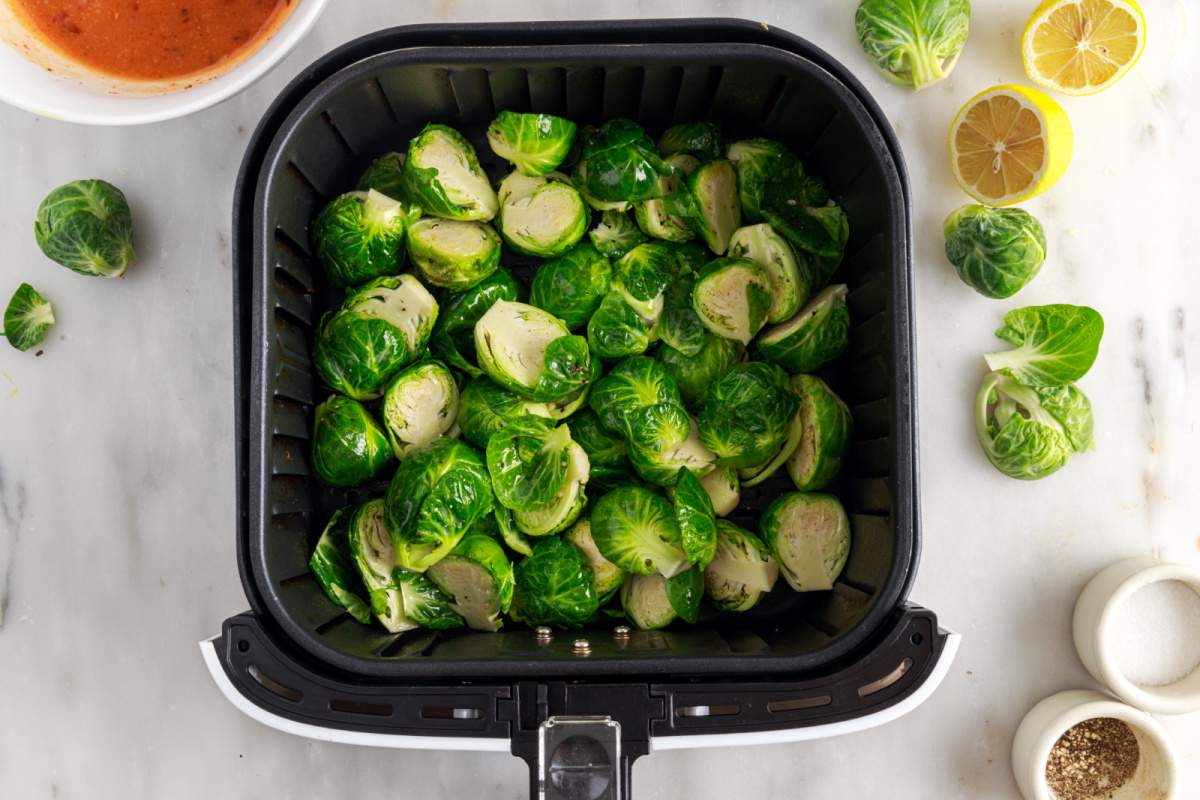 sprouts in air fryer basket