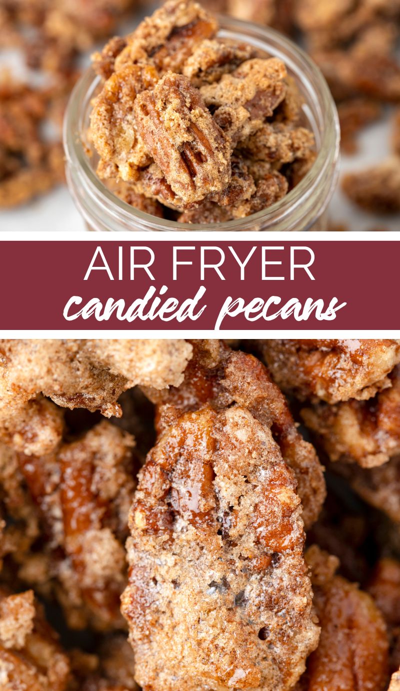 These Air Fryer Candied Pecans are absolutely irresistible little morsels coated with brown sugar, cinnamon, and salt. via @familyfresh