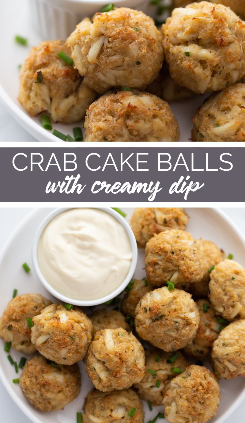 These crab cake balls with this creamy garlic dipping sauce offer a finger-licking appetizer or snack for the seafood lovers out there! via @familyfresh