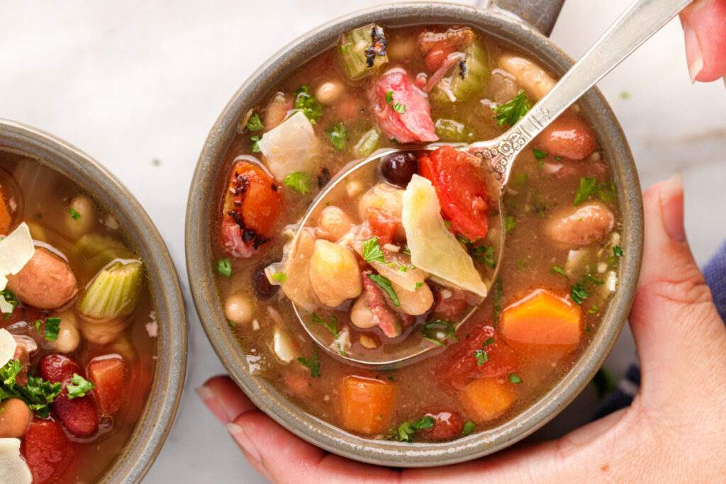 soup in soup bowls