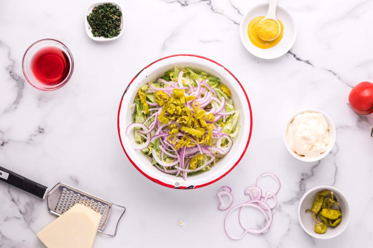 slaw ingredients in a bowl