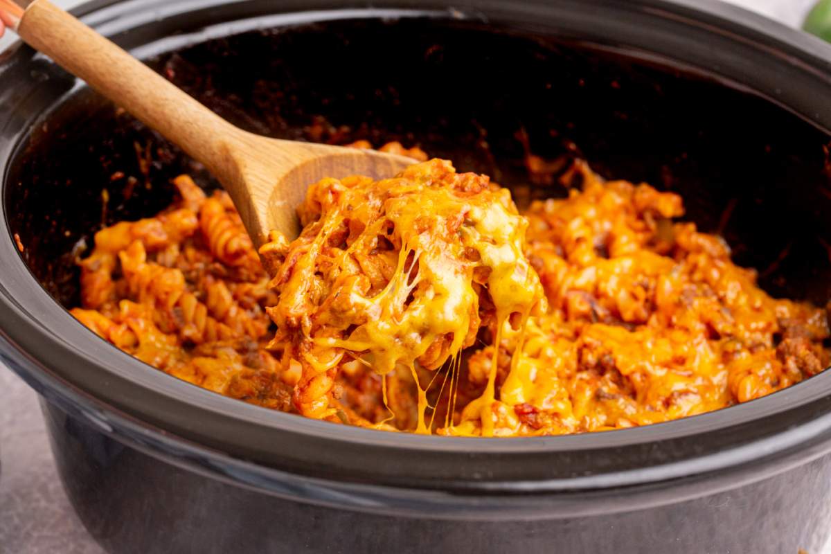 sloppy joe casserole in a slow cooker