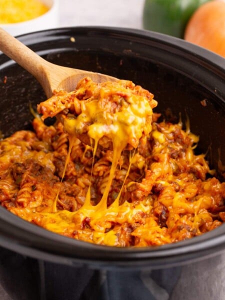 Crockpot Sloppy Joe Casserole in slow cooker