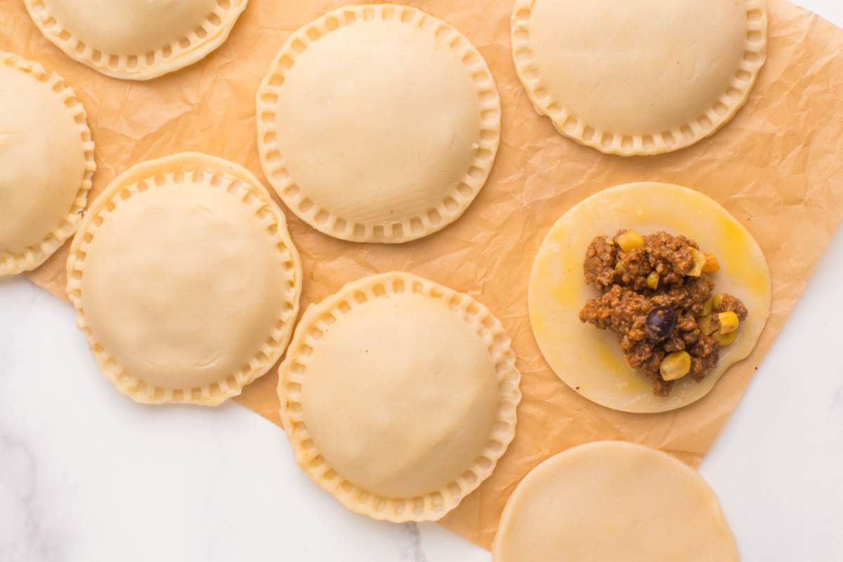 uncooked hand pies on parchment