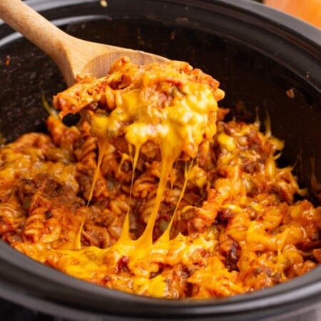 Crockpot Sloppy Joe Casserole in slow cooker