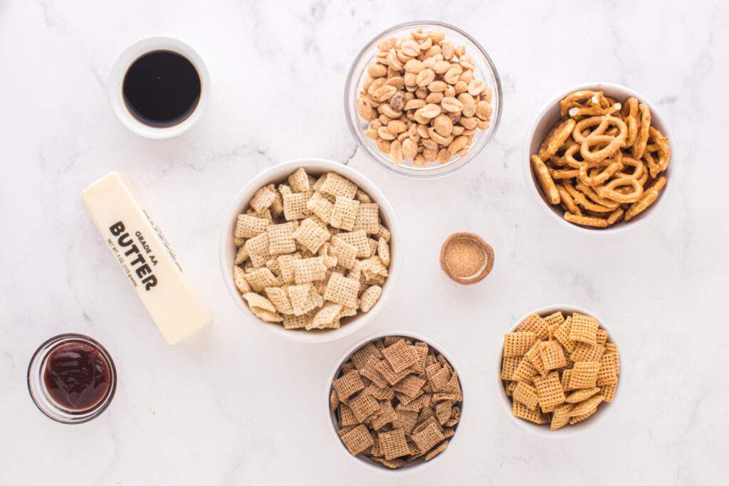 ingredients for Classic Slow Cooker Chex Mix