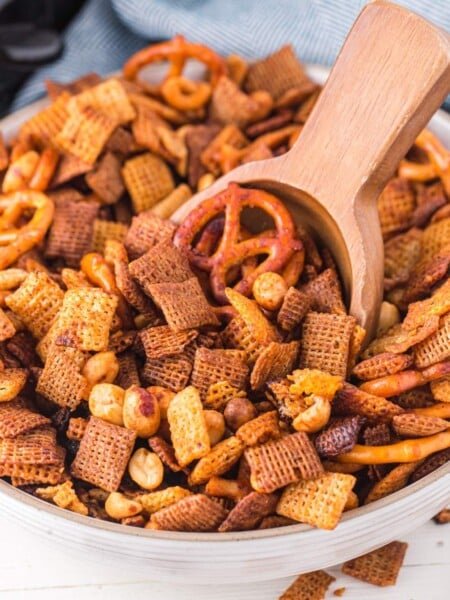Classic Slow Cooker Chex Mix in a bowl