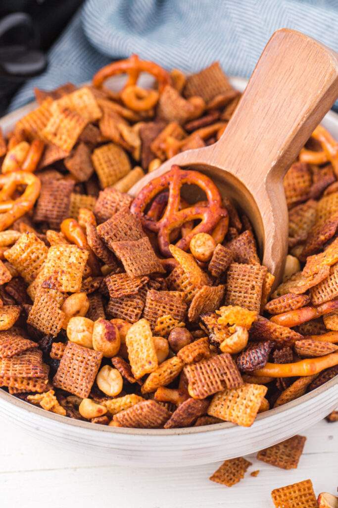 Classic Slow Cooker Chex Mix in a bowl 