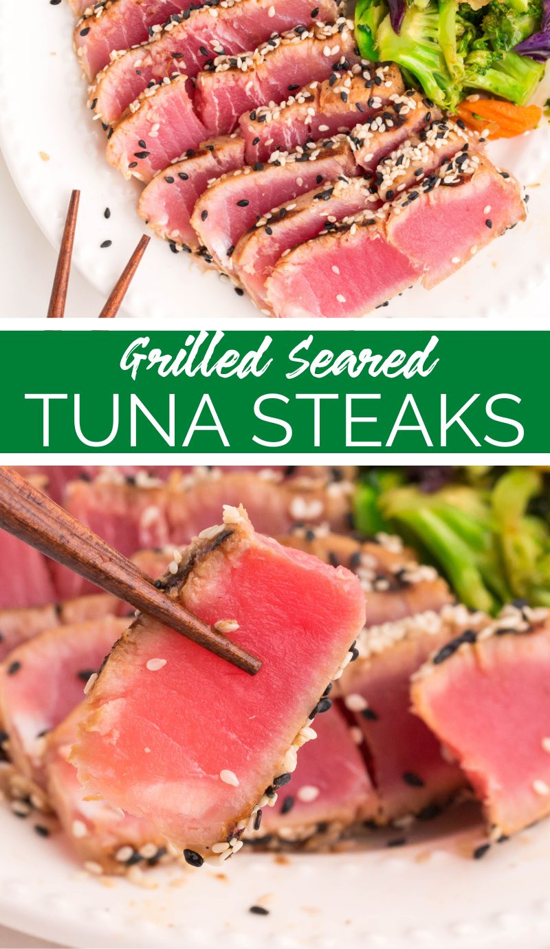 Grilled Ahi Tuna Steaks are marinated in a flavorful soy sauce and honey marinade before being perfectly seared on each side while remaining soft and pink inside.  via @familyfresh