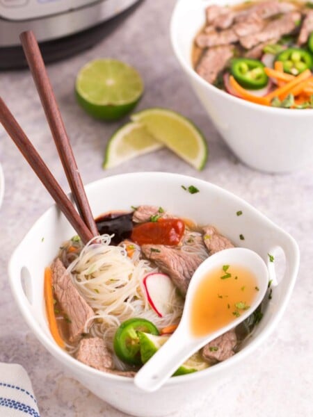 Instant Pot Beef Pho in a bowl