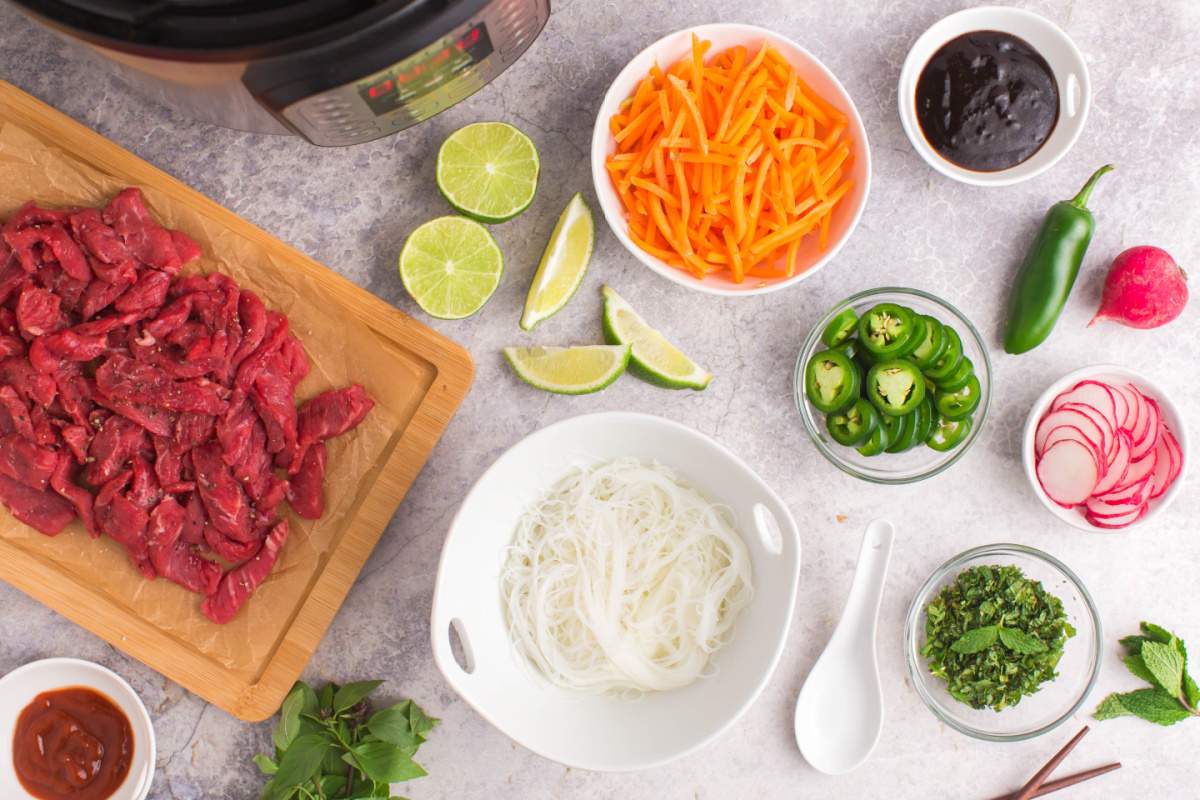 ingredients to assemble Instant Pot Beef Phon