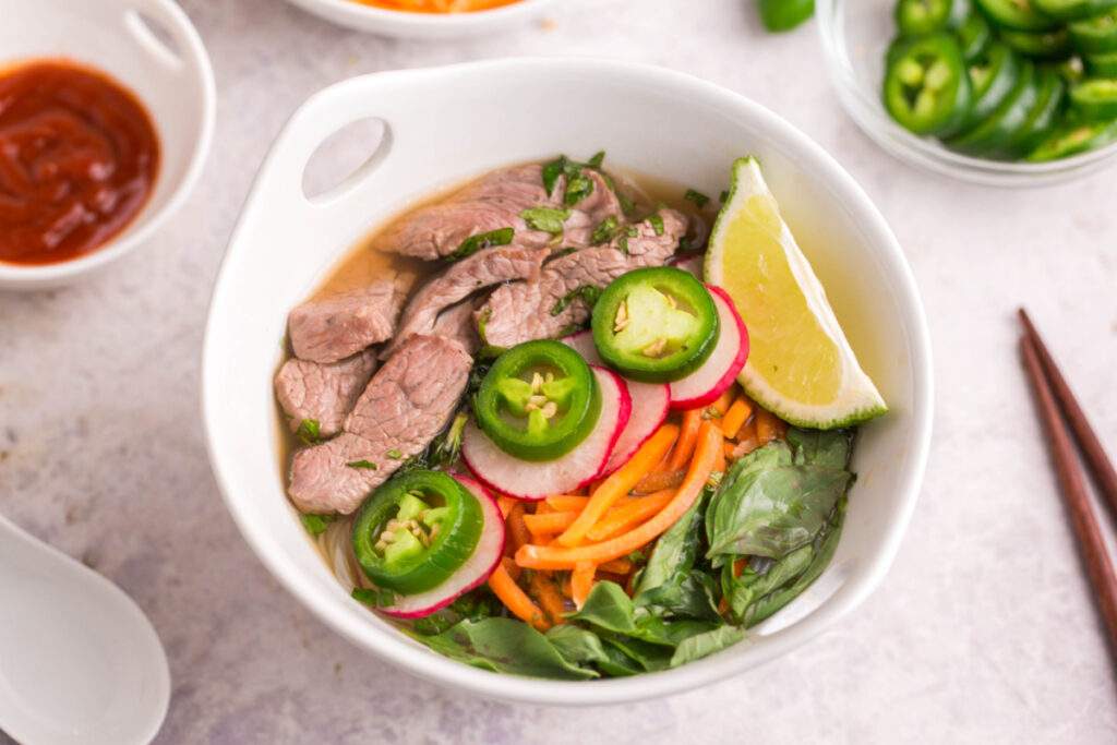 Instant Pot Beef Pho  in a bowl