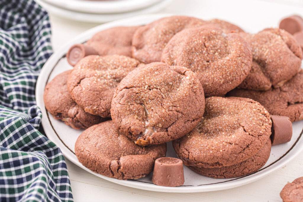 Rolo Cookies on a plate