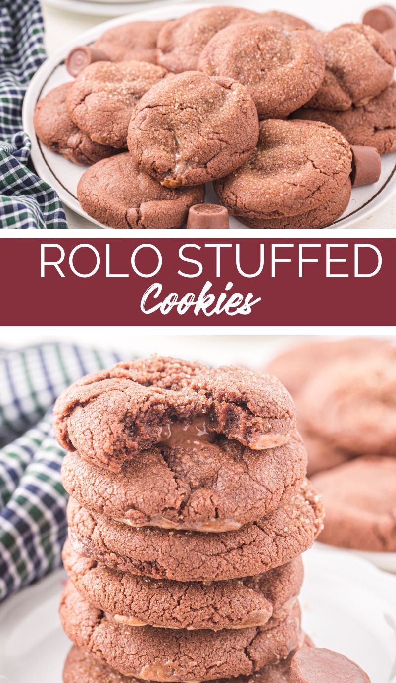 These Rolo Cookies combine the chewy texture of a cookie with the creamy caramel center of a Rolo candy. via @familyfresh