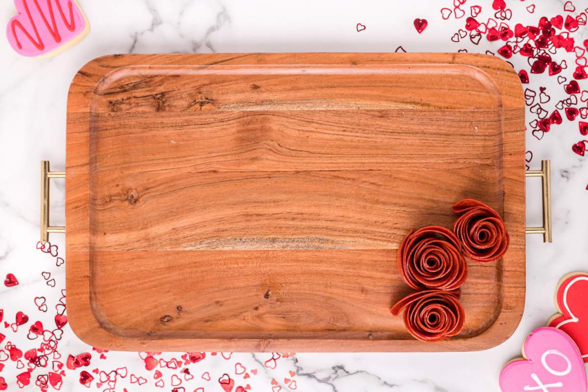 pepperoni rose on cutting board