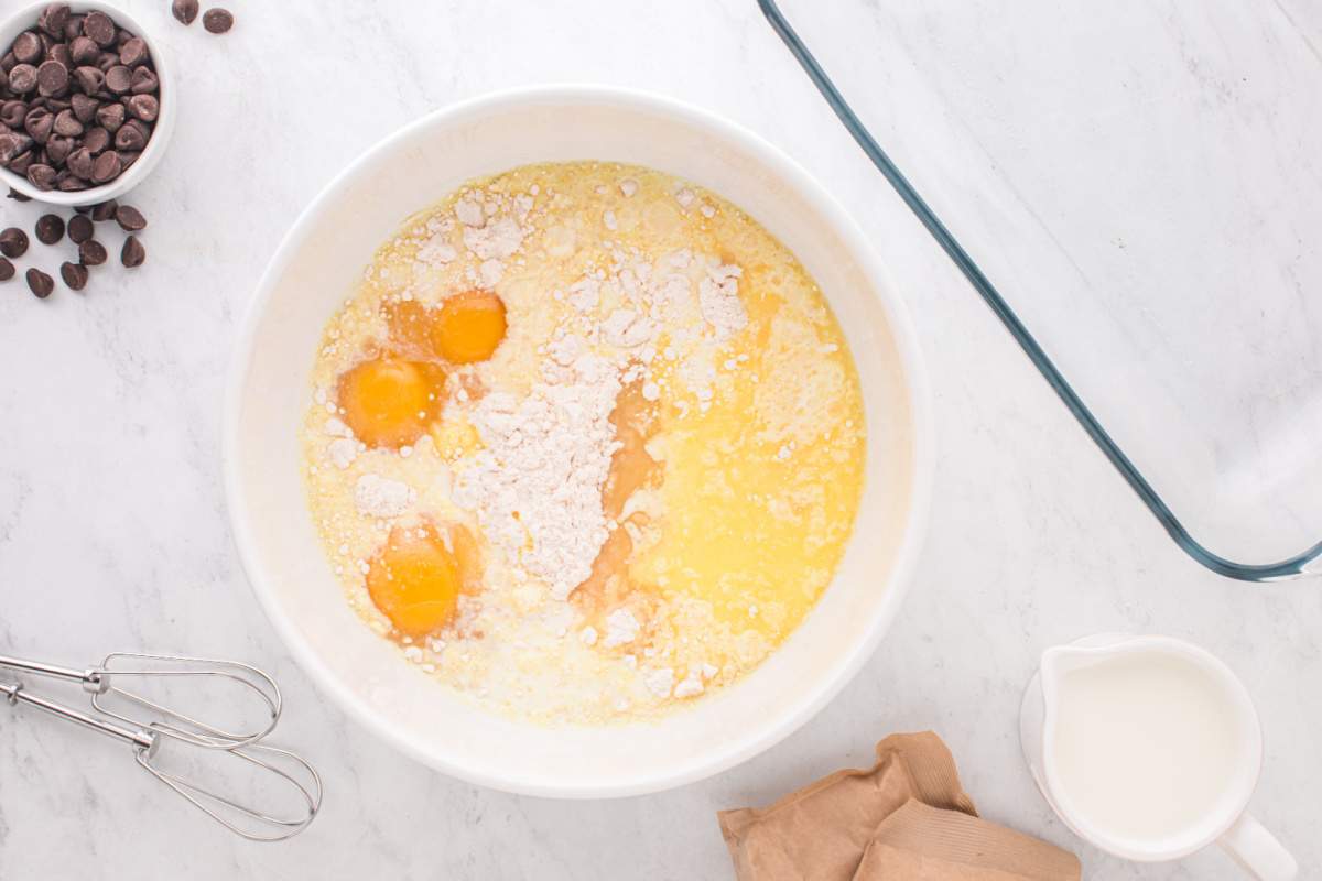 cake ingredients in a bowl