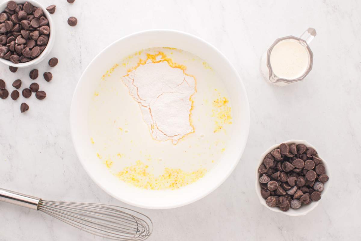 mixing cream mixture in bowl