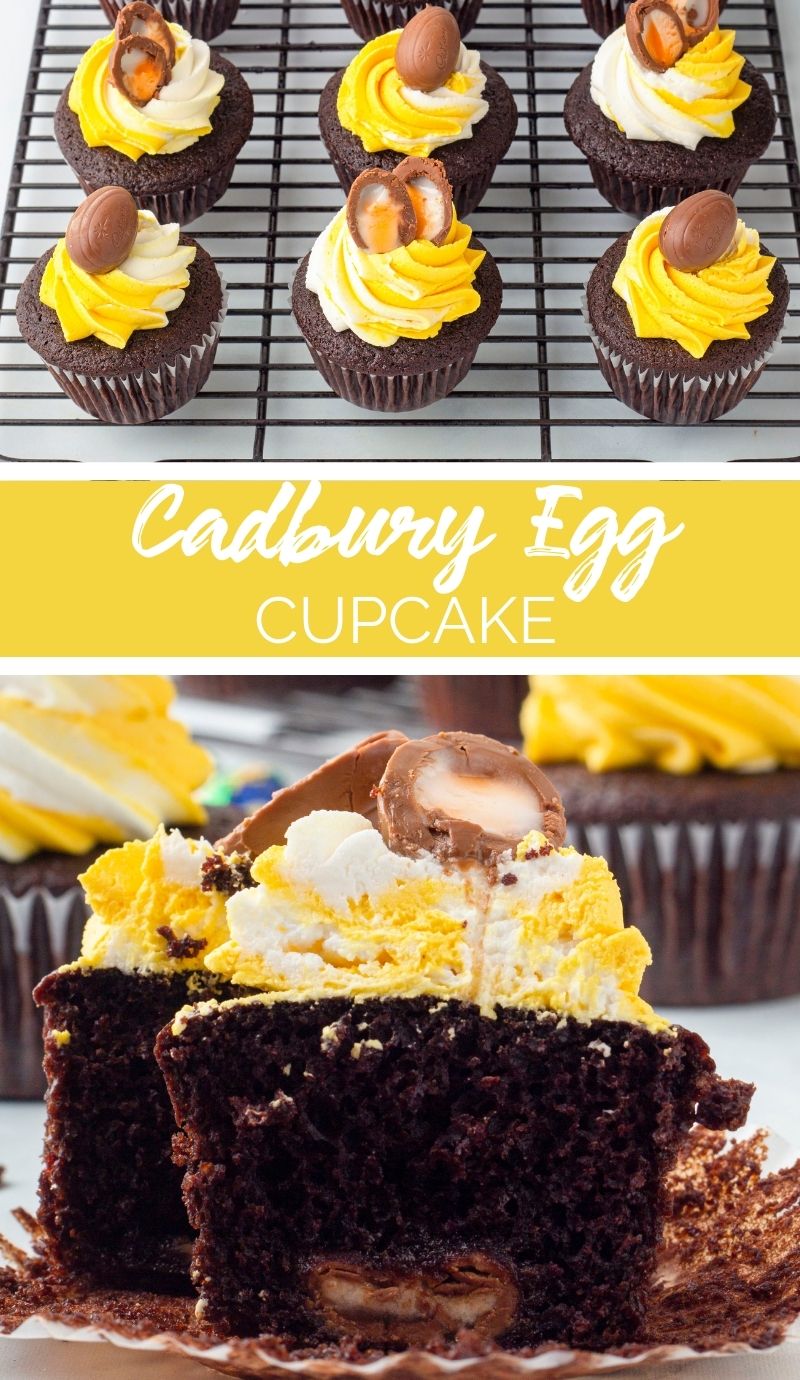 These Cadbury Egg Cupcakes Recipe from Family Fresh Meals are the perfect Easter treat for your friends and family! via @familyfresh