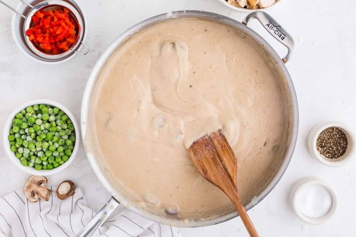 creamy sauce in pan