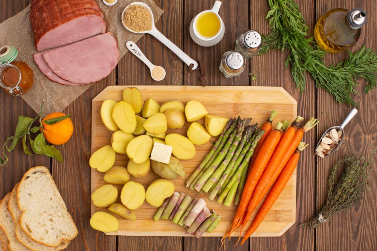 vegetables on cutting board