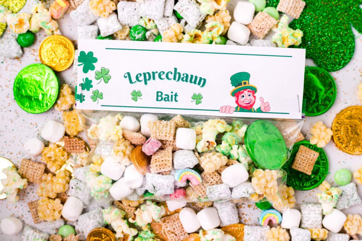 Leprechaun Bait in a bag with a label