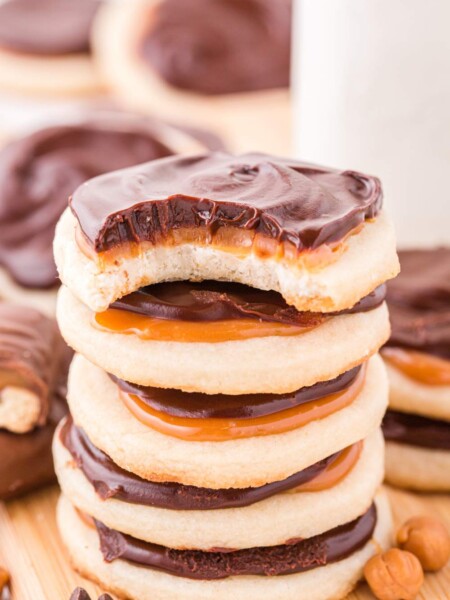 Twix Cookies stacked on top of each other