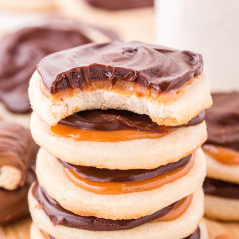 Twix Cookies stacked on top of each other