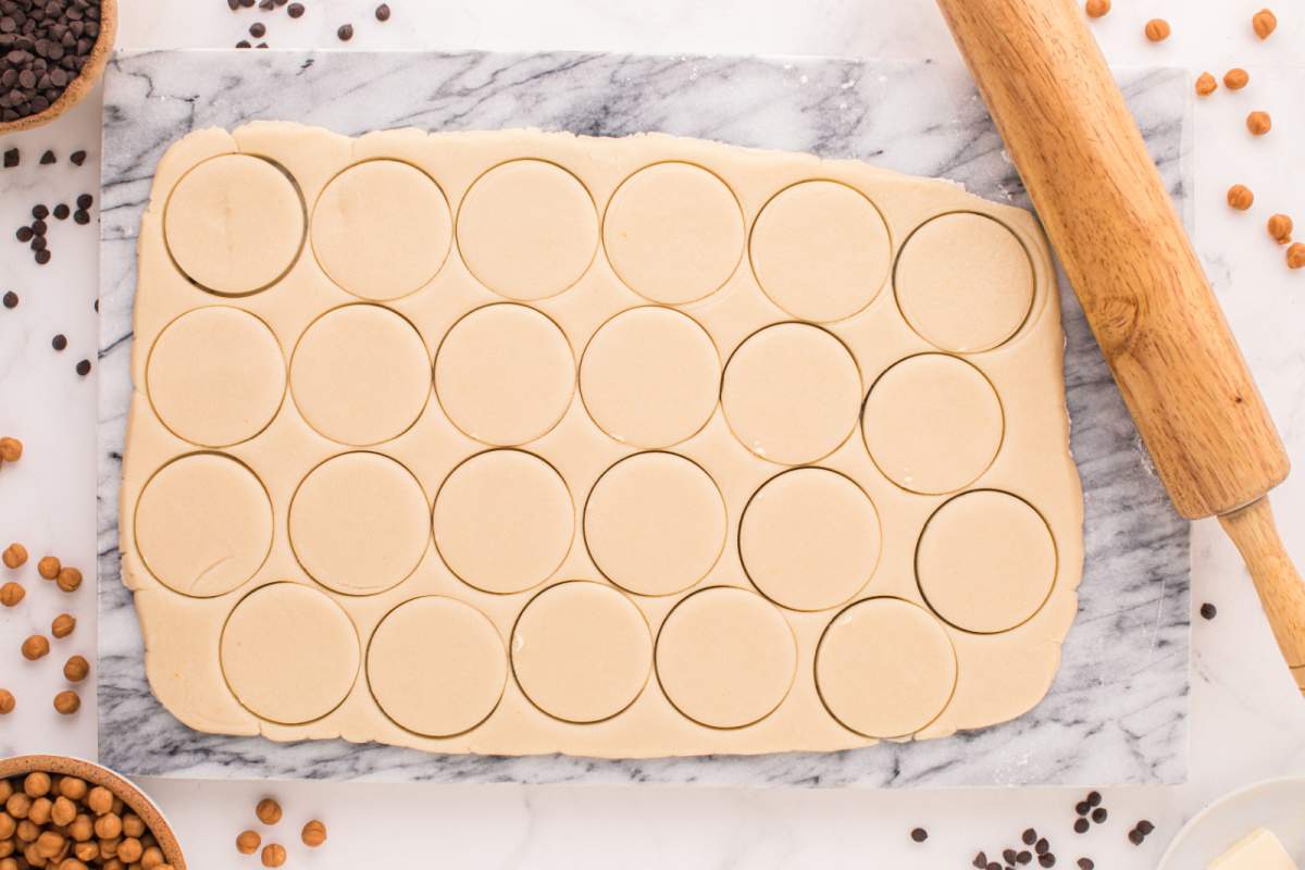 circles cookies cut into dough