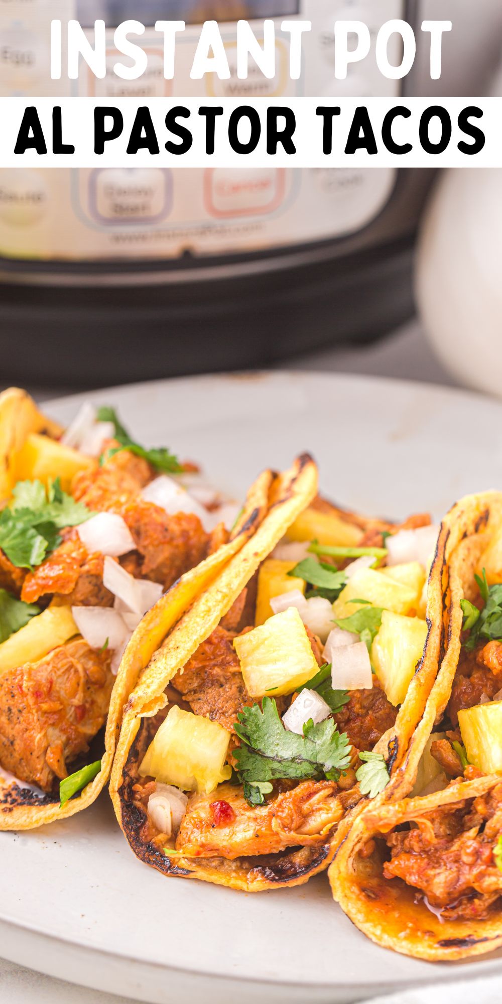 This Instant Pot Al Pastor Tacos recipe combines marinated pork with traditional Mexican spices, and is cooked to perfection in the Instant Pot. via @familyfresh
