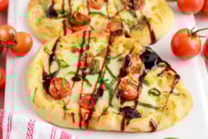 Air Fryer Caprese Pizza on a plate