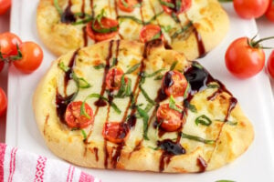 Air Fryer Caprese Pizza on a plate