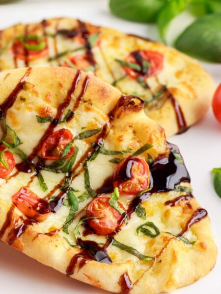 Air Fryer Caprese Pizza on a plate