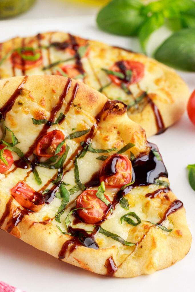 Air Fryer Caprese Pizza on a plate