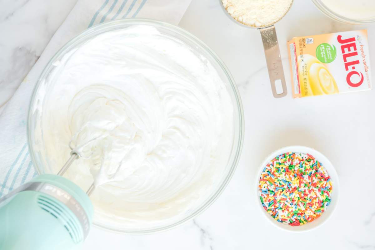 whipped topping added to cream cheese mixture
