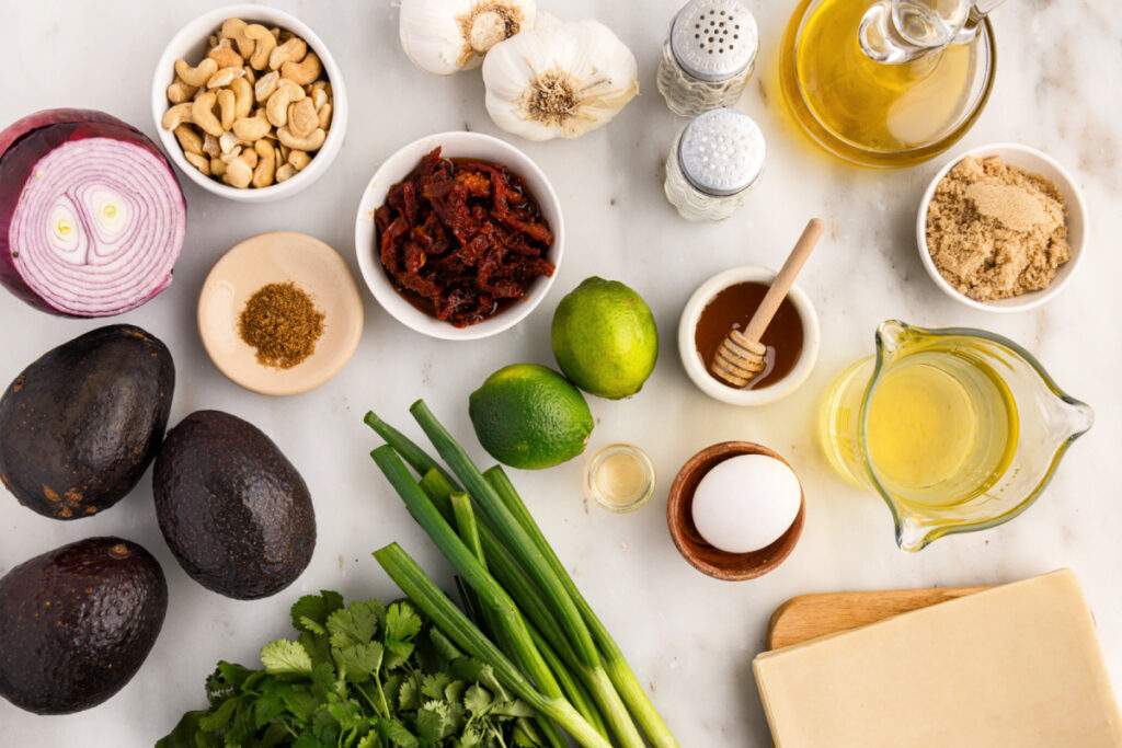 ingredients for Copycat Cheesecake Factory Avocado Egg Rolls 