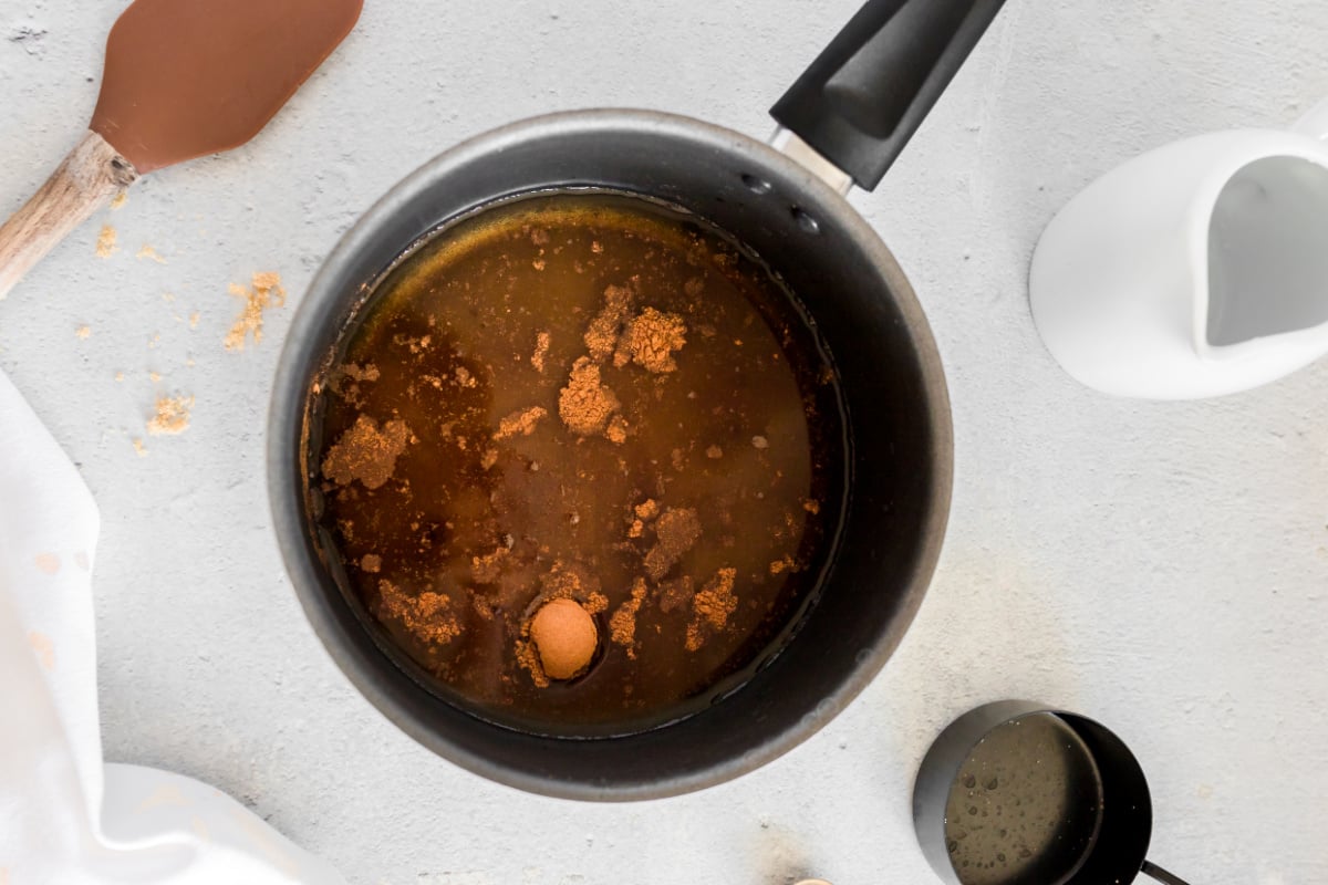 brown sugar syrup ingredients in a pot