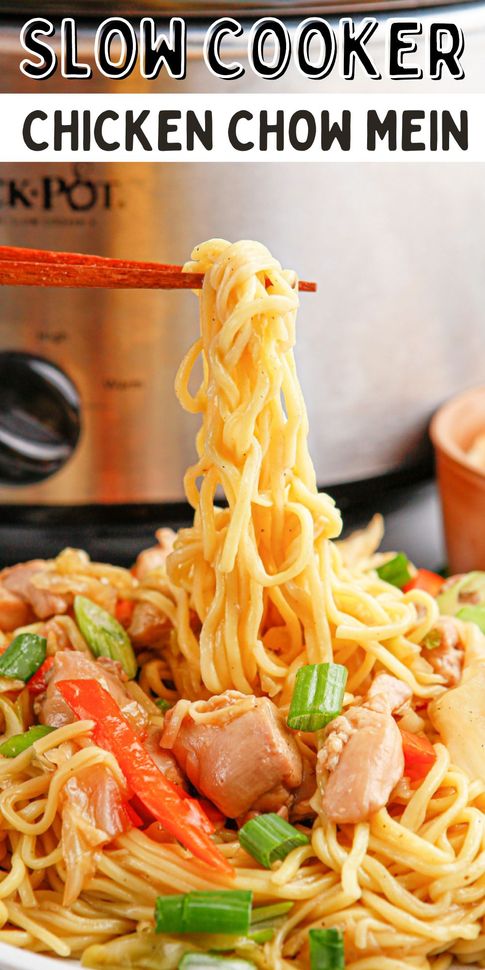 Slow Cooker Chicken Chow Mein is a delicious and easy-to-make Chinese-inspired dish that is perfect for a busy weeknight meal. via @familyfresh