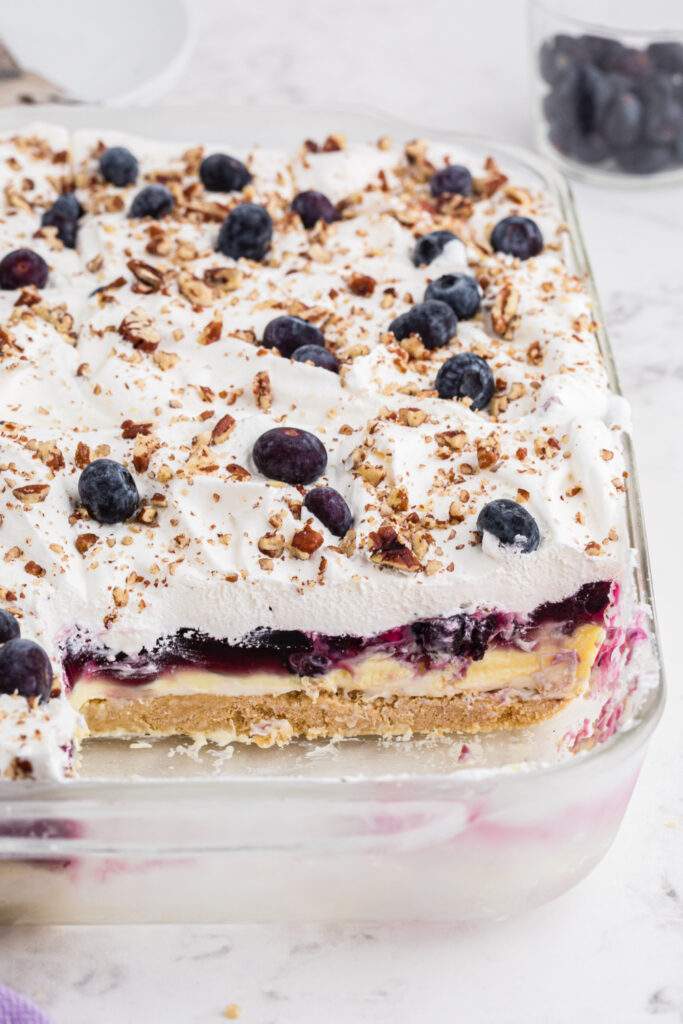 Blueberry Yum Yum Cake in a pan