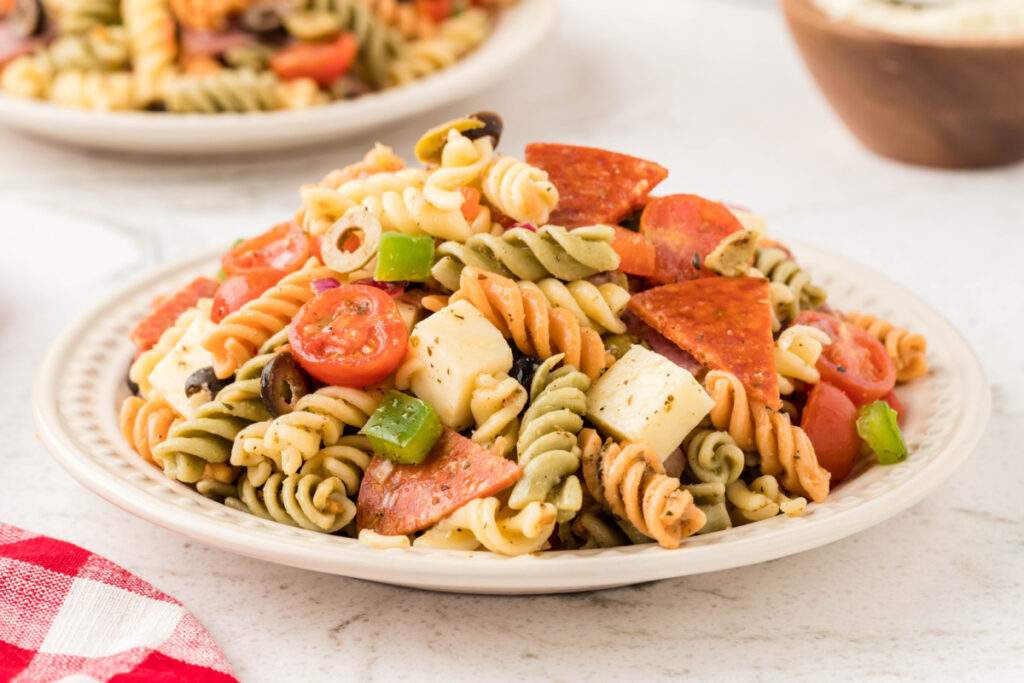 Classic Italian Pasta Salad on a plate