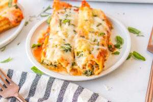 Italian Sausage Manicotti on a plate