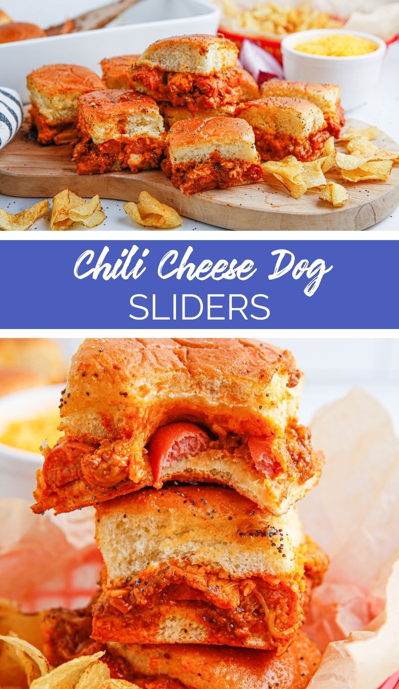 Treat the whole gang to a round of chili cheese dogs! My Chili Cheese Dog Sliders turn this summertime favorite into an awesome party food. via @familyfresh