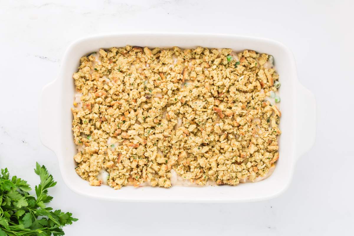 stuffing added to top of chicken mixture