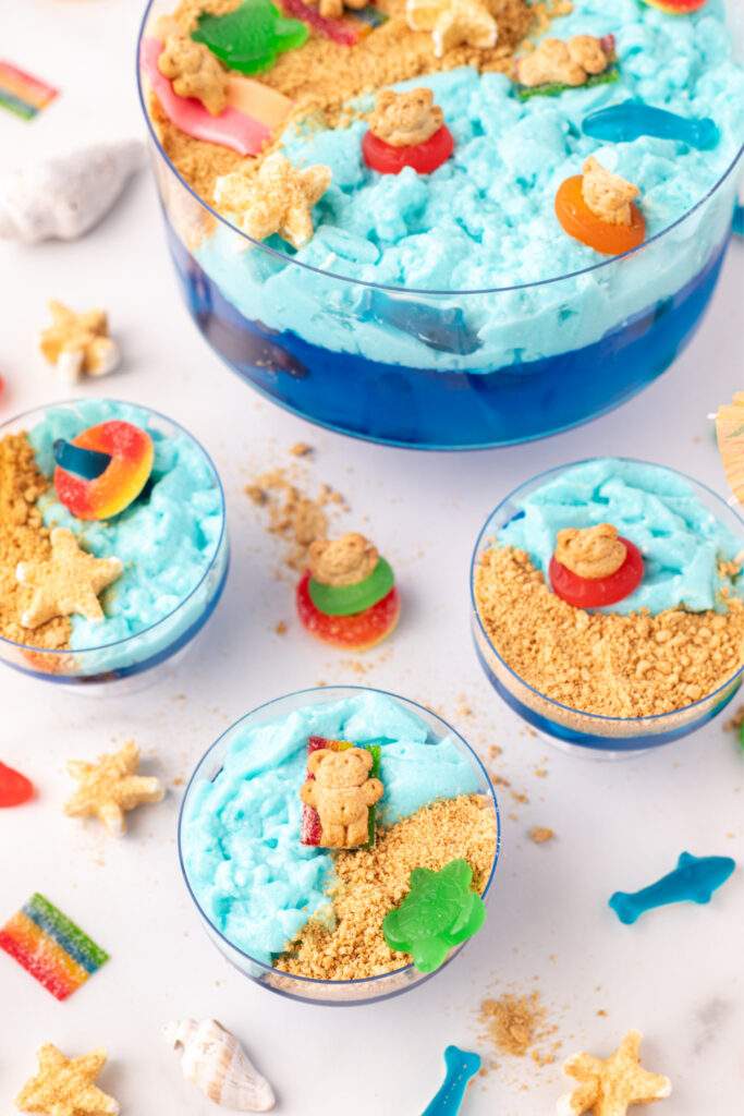 Fun Ocean Gelatin Dessert in serving dishes