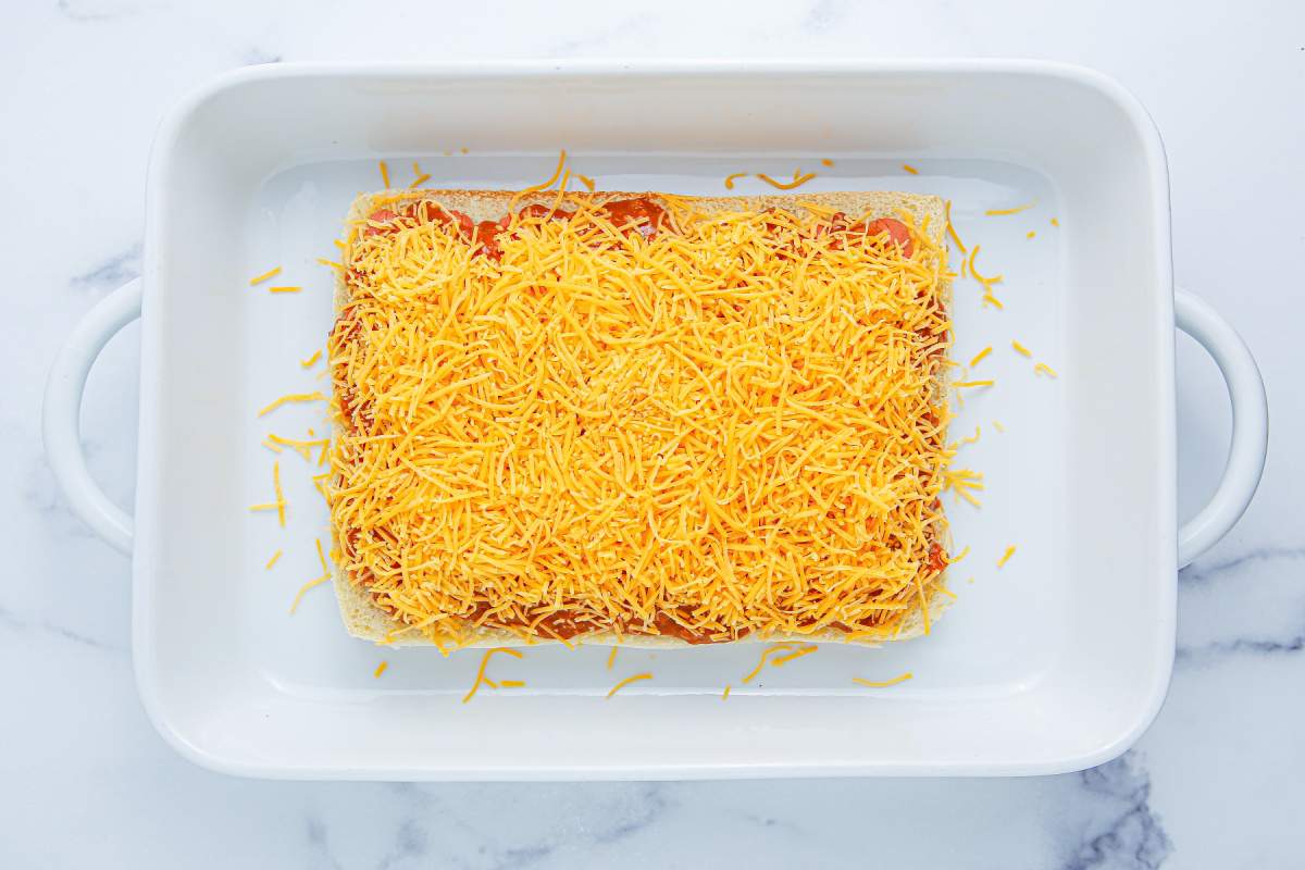 shredded cheese added to top of chili