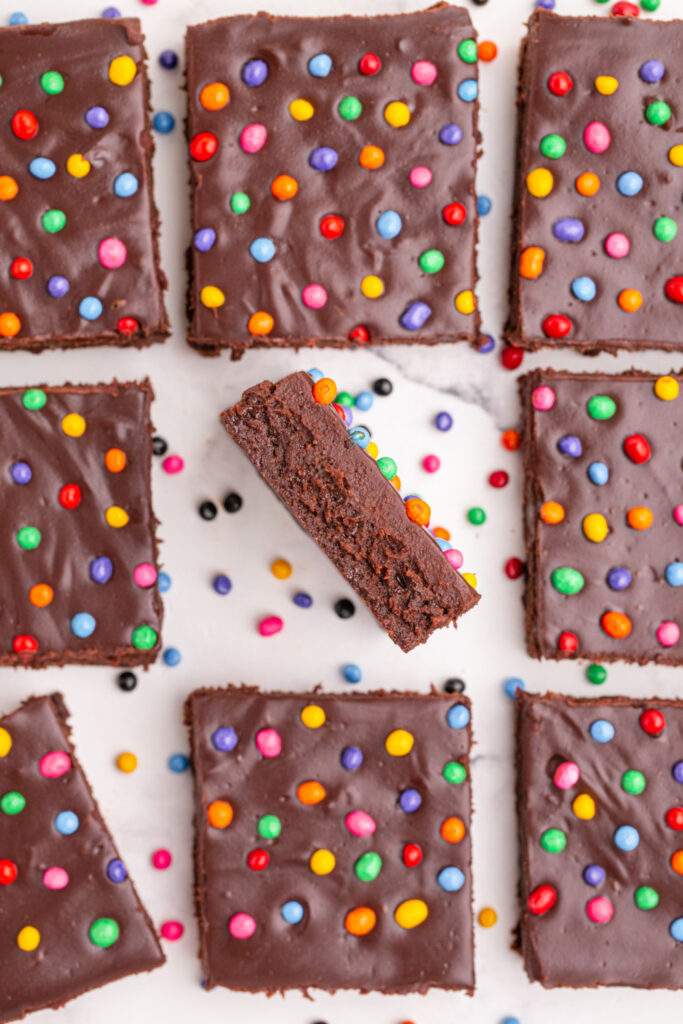 Copycat Cosmic Brownies cut into pieces