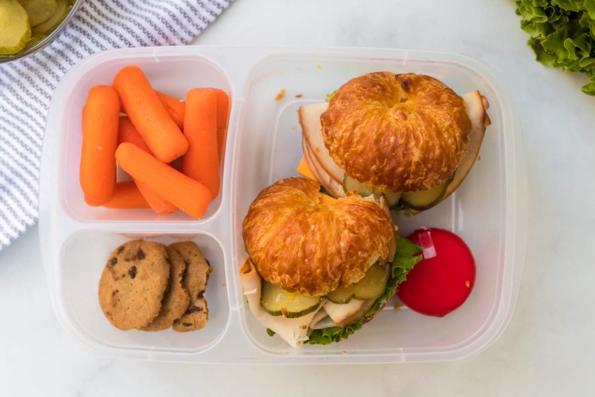 Mini Croissant Sandwiches in a lunchbox