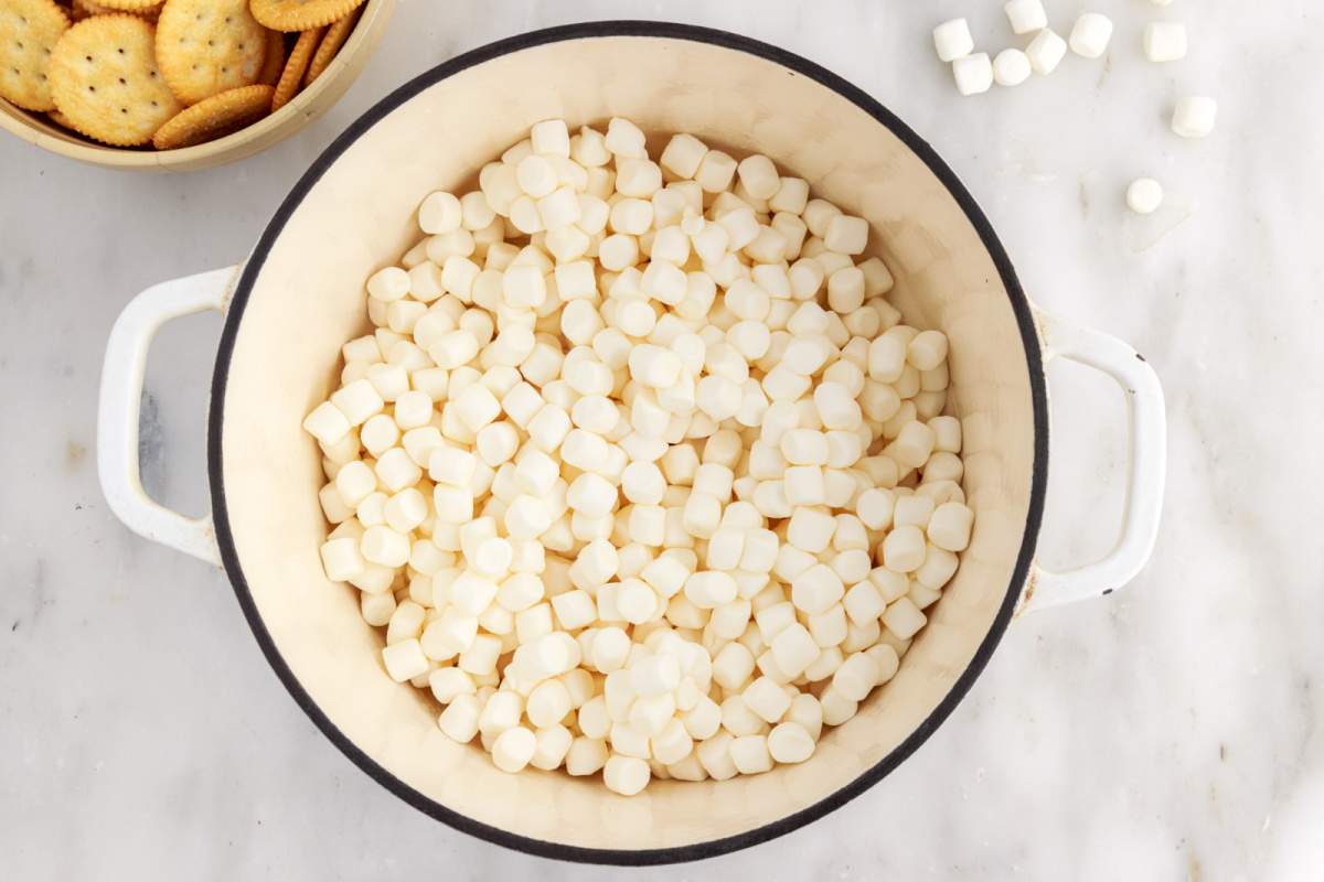 mini marshmallows added to pot